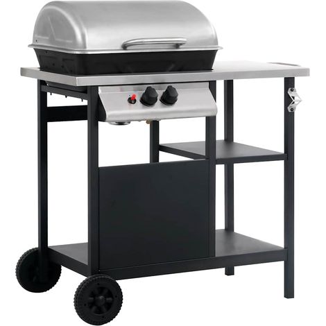 vidaXL Barbecue à gaz avec tablette à 3 couches Noir et argenté (1/5)