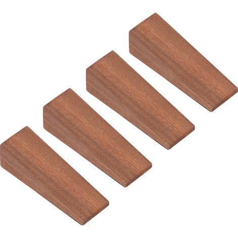 4 Cales de Porte en Bois Massif Brun Foncé, Forme Triangle Antidérapante pour Intérieur Chambre à Coucher Salon Salle de Bain (1/5)