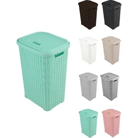 Cesto para la Colada 38L de Plástico con Asas - Cubo Ropa Sucia con Tapa 49 x 39 x 30 cm