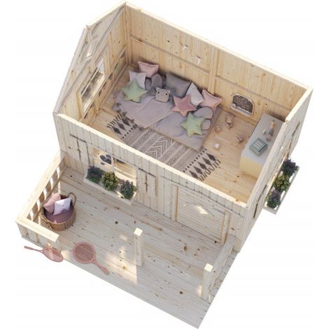 Casetta gioco bambini in legno 233x157 cm pareti 16 mm con pavimento incluso – Esterni da Vivere Otto