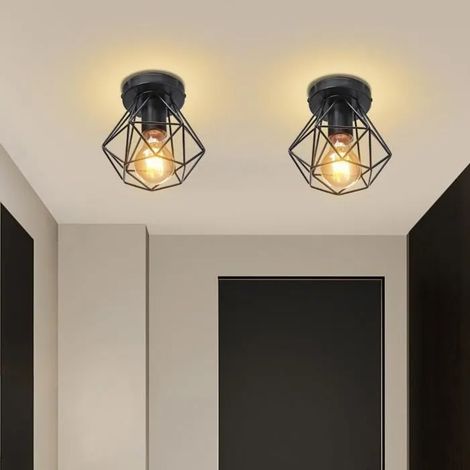 U DO Plafonnier en Fer Noir Industriel 2Pcs (1/4)
