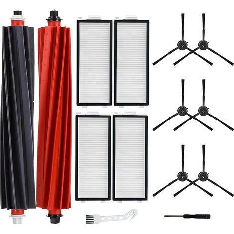 Ensemble de 14 Accessoires Compatibles avec les Aspirateurs Robots Roborock Qrevo Slim/Qrevo Master, 2 Brosses Principales, 6 Brosses Latérales, 4 Filtres, 1 Brosse de Nettoyage, 1 Tournevis (1/4)