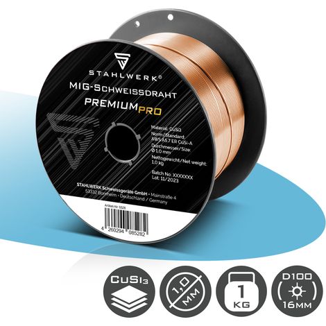 STAHLWERK Fil de soudage MIG MAG CuSi3 1,0 mm 1 kg Bobine de fil (1/5)