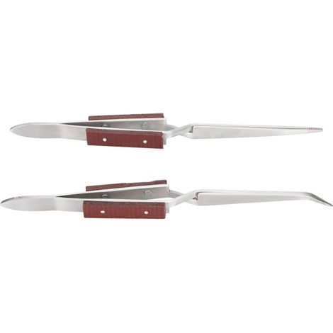 Pince à souder en bois Dilwe (lot de 2) avec poignée pour bijoux, outils de bricolage - droite et courbée (1/4)