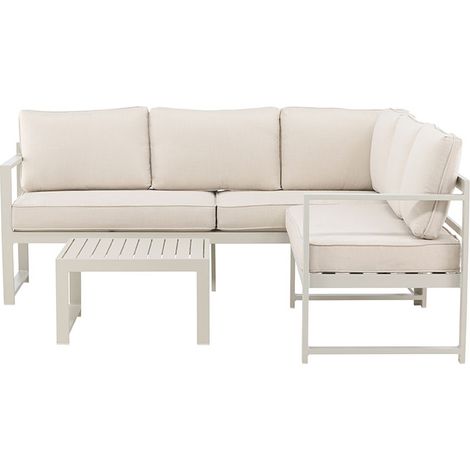 Salvador 1 Ecksofa, 1 Couchtisch beige.