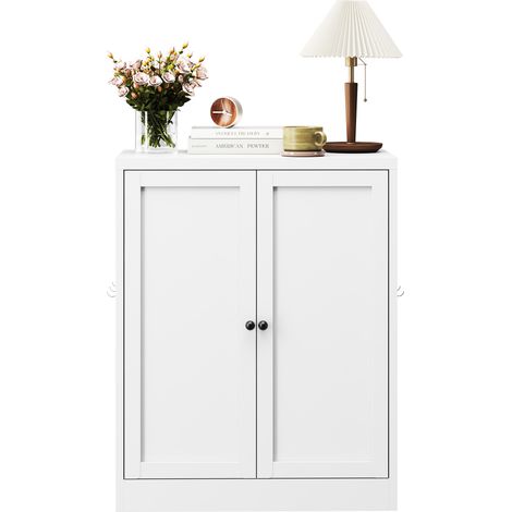 Armoire de rangement en métal blanc 88 cm de hauteur – Meuble de cuisine avec étagères réglables en hauteur et poignées ergonomiques, à monter soi-même, gain de place (1/5)