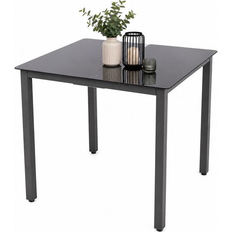 Mesa de jardín de cristal Alu Mesa de balcón 80x80 73x80x80 - VCM (1/3)