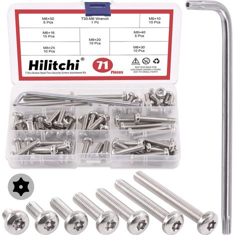 Lot de 70 vis de sécurité Torx M6 en acier inoxydable avec embout T30 (1/5)