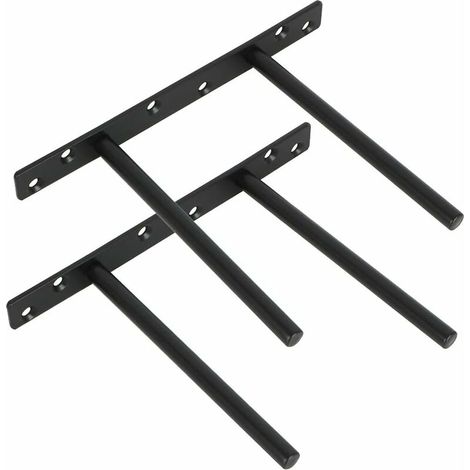 ZVD 2er-Pack unsichtbare schwebende Regalhalterungen, Metallhalterung für an der Wand montierte, verdeckte schwebende Holzregale, Edelstahl, mattschwarzes Finish, 2 Stück (1/4)