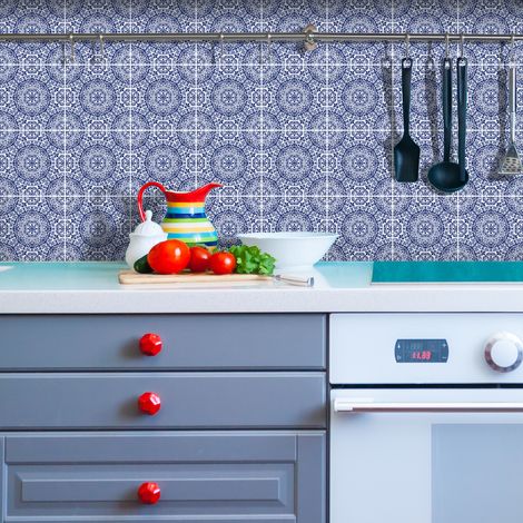 Sticker Mural Carrelage adhésif Cuisine Salle de Bain - 24 STICKERS CARRELAGES AZULEJOS LERATO - 24stickers10x10cm (1/5)