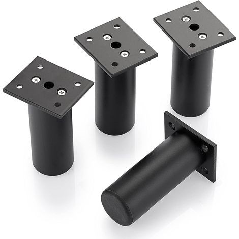 4 verstellbare Aluminium-Bettfüße zum Anheben von Möbeln, verstellbare Füße für Bettgestell, Kleiderschrank, Tisch – Schwarz, Höhe 10 cm (1/5)
