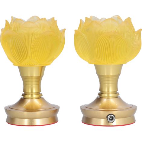 Lot de 2 lampes LED bouddhistes à 3 couleurs réglables, motif fleur de Bouddha, pour la pratique du bouddhisme. Alimentation : prise UE 100-240 V. (1/5)