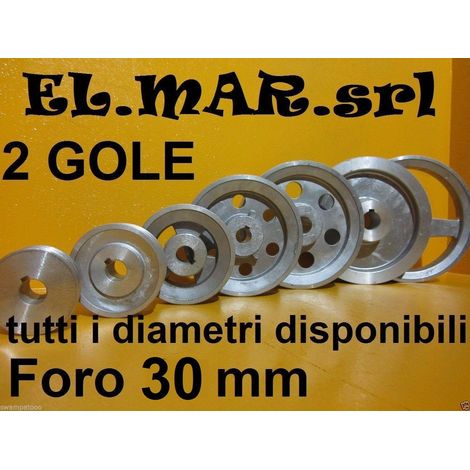 Puleggia Foro 30 mm 2 Gole Sez A Alluminio  88 mm