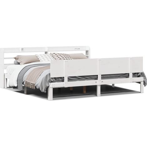 Maison Exclusive - Cadre de lit avec tête de lit sans matelas blanc 200x200 cm (1/5)
