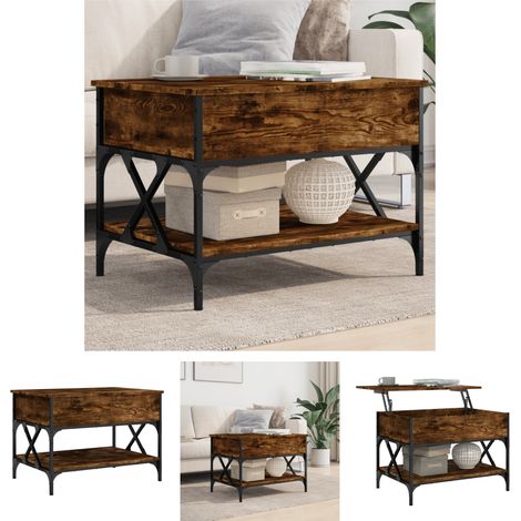 The Living Store Couchtisch Räuchereiche 70x50x50 cm Holzwerkstoff und Metall - Couchtische (1/5)