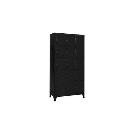 Armoire en acier Koface 90cm – 15 casiers avec fermeture à clé-Noir (1/5)