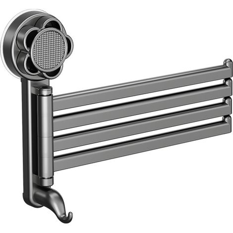Toallero giratorio con ventosa, toallero de pared, diseño giratorio que ahorra espacio, almacenamiento con múltiples brazos, ideal para la cocina. (1/5)