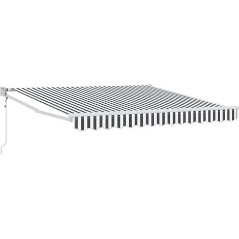Store banne rétractable, gris anthracite/blanc, 3 x 2,5 mètres, tissu et aluminium. (1/5)