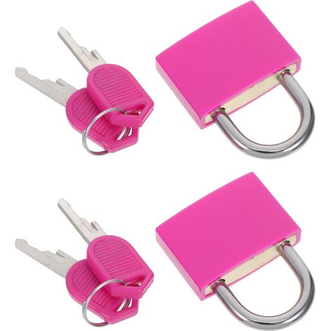 cadenas avec clé 33 mm rose fuchsia boîtier en plastique et (1/5)