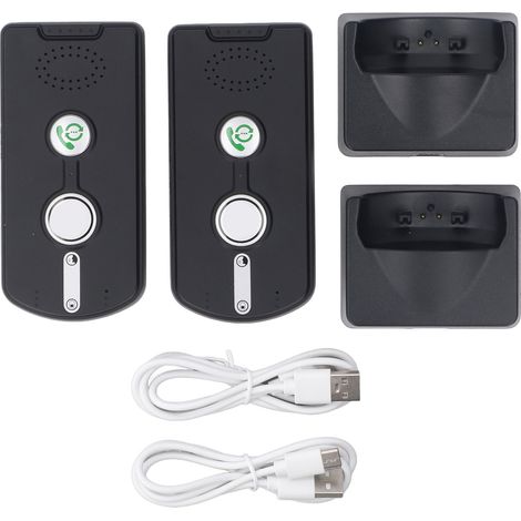 Interphone vocal à 2 voies pour personnes âgées, système mains libres activé, portée 1000m, noir (1/5)