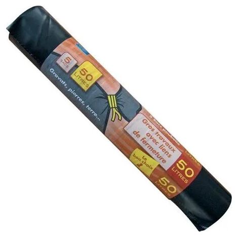 Elbe Bolsas de basura para escombros negro 50 litros 60x85 cm