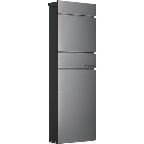 Wiltec – Boîte aux lettres sur pied avec porte journaux verrouillable 395 x 142 x 1150 mm – Acier galvanisé – Design anthracite moderne