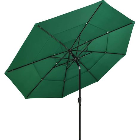 Ombrellone  Parasole a 3 Livelli con Palo in Alluminio Verde 3,5 m (1/5)