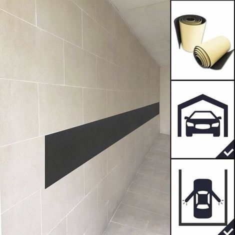Pare-Chocs Mural Protecteur pour Garage Voiture Auto-adhésif 2 Rouleaux 200 cm x 20 cm x 4 mm pour Murs de garages pour protéger la Porte et Le Pare-Chocs de la Voiture (1/4)