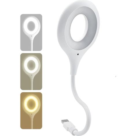 3 couleurs dimmables, Lampe de table LED USB intelligente avec contrôle vocal, tête rotative 360°, lumière douce anti-fatigue, idéale pour l'étude et la lecture [Classe énergétique F]