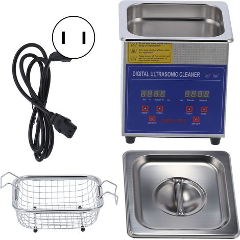 Nettoyeur à ultrasons numérique LED avec chauffage et minuterie MH-009S 1.3L 40kHz Prise US 110V pour bijoux, lunettes (1/5)