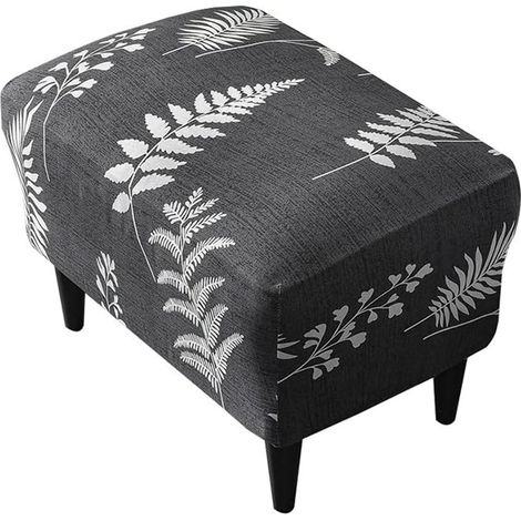 Housse De Tabouret - Extensible - Pour Pouf Rectangulaire - Blanc - Lot De 1 (1/5)