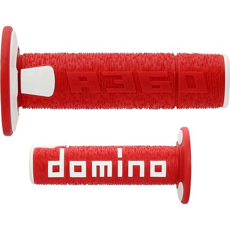 Puños DOMINO OFF ROAD, nuevos, laminados, de dos componentes, rojo/blanco.