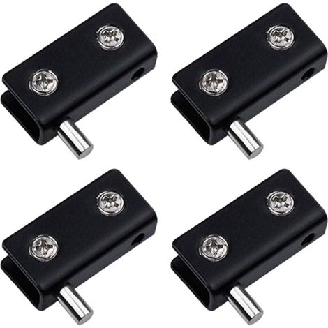 Lntyq Lot de 4 charnières pivotantes, sans cadre pour porte en verre - Noir - Clips de porte en verre en acier inoxydable avec broche réglable - Kit de remplacement pour porte en verre de 5 à 6 mm (1/5)