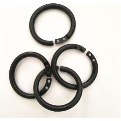 Lot de 24 anneaux de rideau de douche, en plastique, en forme de C, adaptés à la plupart des rideaux de douche, noirs (1/5)
