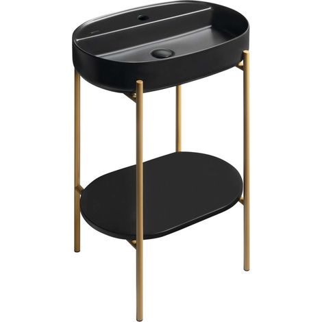 Sapho Puno - Pedestal con lavabo, oro mate/negro mate SKA590-5-01 (1/4)