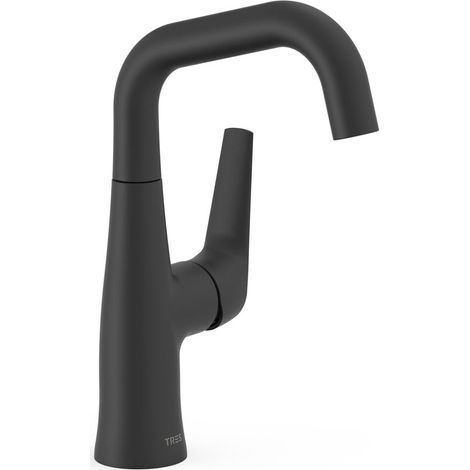 TRES 28144701NM FUJI Grifo Monomando con Maneta Lateral Lavabo Color Negro Mate - ref: 28144701NM