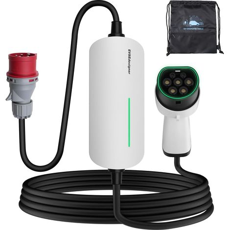 Wallbox Portable 11kW CEE 16A to Type 2 EV Charger Cable with Carry Bag for All Electric Vehicles and Rechargeable Hybrids Max 11kW 16Amp 6m Three Phase (1/5)