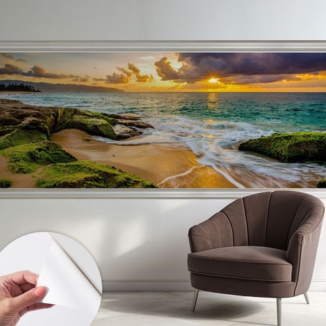 Papier peint autocollant à motifs décoratifs pour salon chambre et bureau Décoration murale élégante avec colle Harmonie marine 250x104 cm (1/5)
