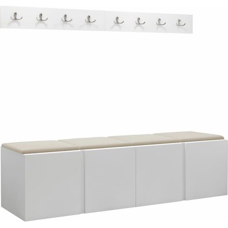 Mobilier1 – Ensemble de meubles d'entrée stratifié blanc – Dimensions 420x1680x460mm – Panneau mural souple absorbant le son – Fabriqué en Union Européenne