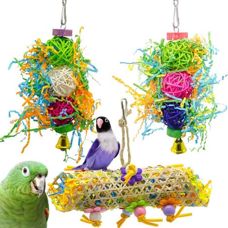 Jouets pour oiseaux, perruches, jouets pour cage à oiseaux, balançoire à mâcher KLB (1/5)