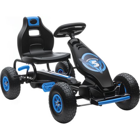 Kids Pedal Go Kart, with Adjustable Seat, Inflatable Tyres - Blue