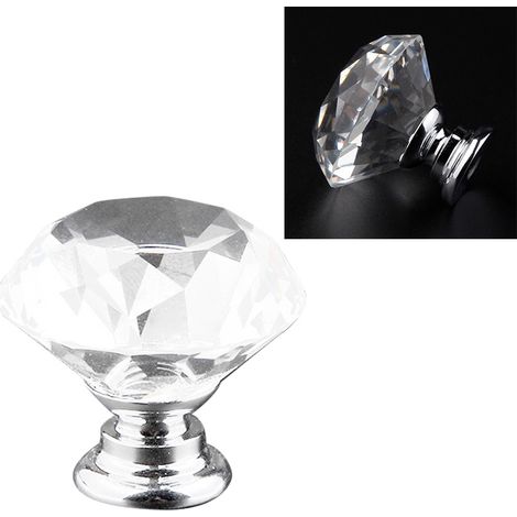 Lot de 20 boutons de tiroir en alliage anti-oxydation, en forme de cristal, transparents, 30 mm.
