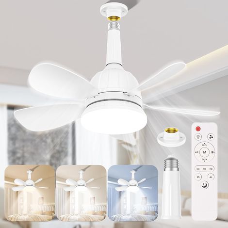 Ventilador de techo con luz y control remoto Ventilador de techo de araña súper silencioso de 18 pulgadas con casquillo E27 Ventilador de techo LED regulable para dormitorio, sala de estar, 3 velocida (1/5)
