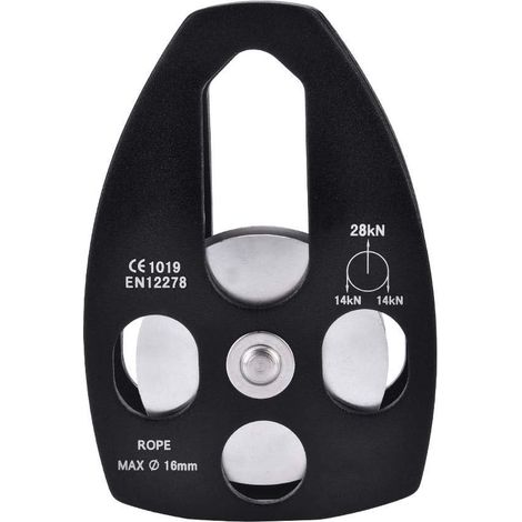 Poulie simple pour grimpe et treuil vingt huit kilo newton avec plateau tournant pour escalade et sauvetage outil de levage robuste (1/5)