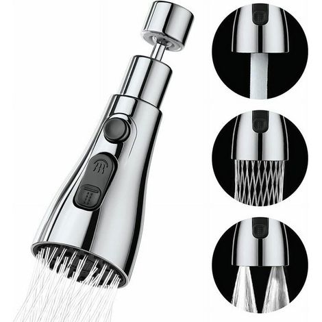 Douchette de robinet de cuisine en promotion, 3 modes - Buse à 360° pour robinet de cuisine, mitigeur, douchette pour robinet d'évier, rallonge pour robinet de cuisine (1/4)