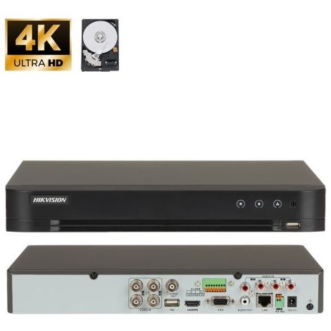 Hikvision DVR Registratore 4 canali + HDD 1Tb - IDS-7204HUHI-M1/S/A (4K)