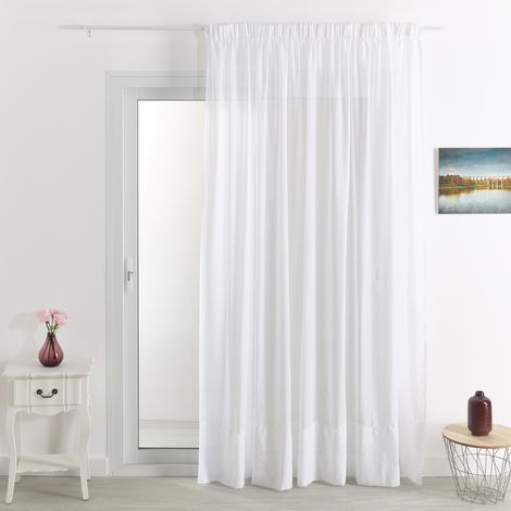 Voilage Poly-lin brodé Cornely Blanc 240x240 cm (1/4)
