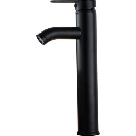 Robinet Lavabo - Mitigeur Haut De Comptoir - Eau Chaude Froide - Acier Inoxydable Galvanisé Noir - 1 Pièce (1/5)