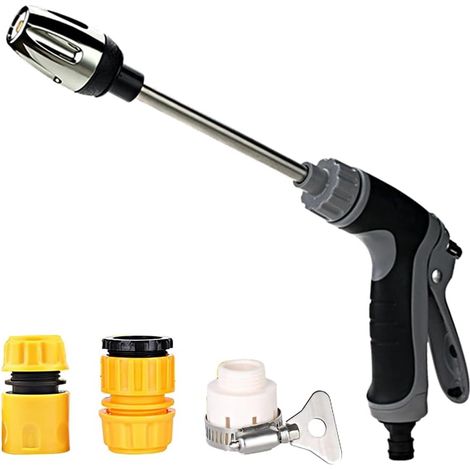 Nettoyeur Haute Pression, Pistolet Lavage Haute Pression Portable Pistolet à Jet d’Eau Électrique Antidérapant avec 3 Connecteurs pour Jardin, Maison, Lavage Voiture et Animaux Domestiques (1/5)