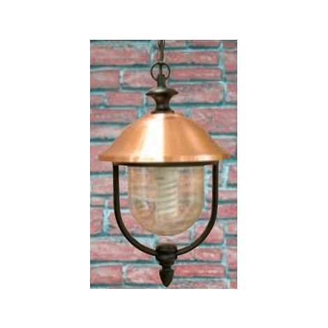 Lanterna applique lampada copper con catena in alluminio nero e rame per lampade da 60w - Salone